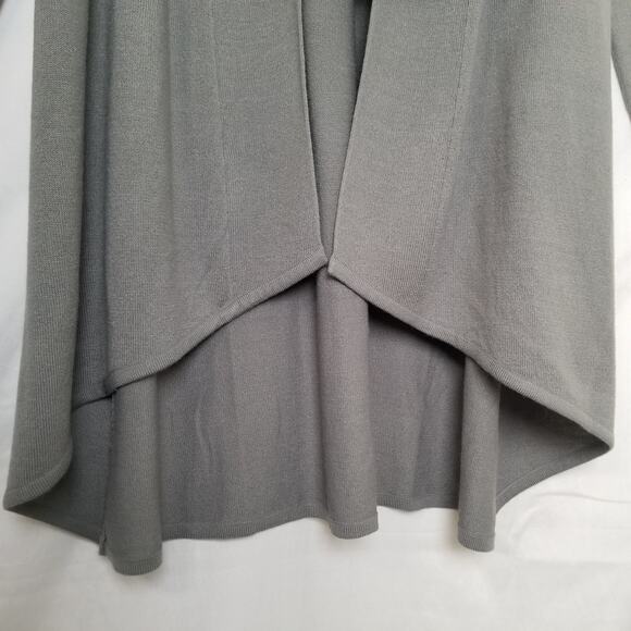 Alfani Faux Fur Trim Sweater Ribbed Open Cardigan Coatigan Gray Hi/Low Size XS - Picture 5 of 8